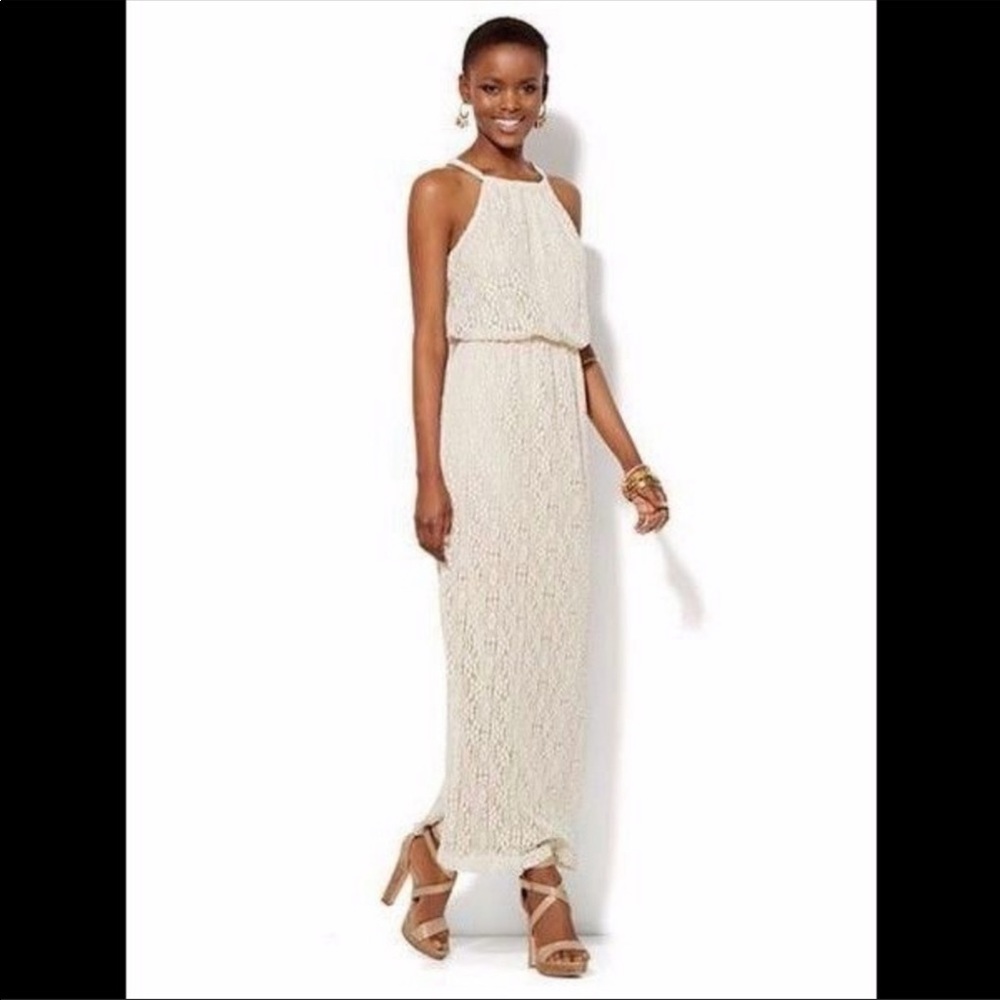 Beautiful lace tan maxi dress from New York and Company